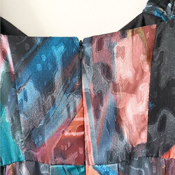 Hutch Anthropologie Long Sleeve Midi Dress in Blue Orange Abstract Print 2P - Picture 9 of 10